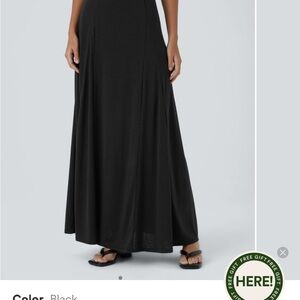 NWT HALARA High Waisted Side Zipper Maxi Casual Flare Skirt In Black-Medium